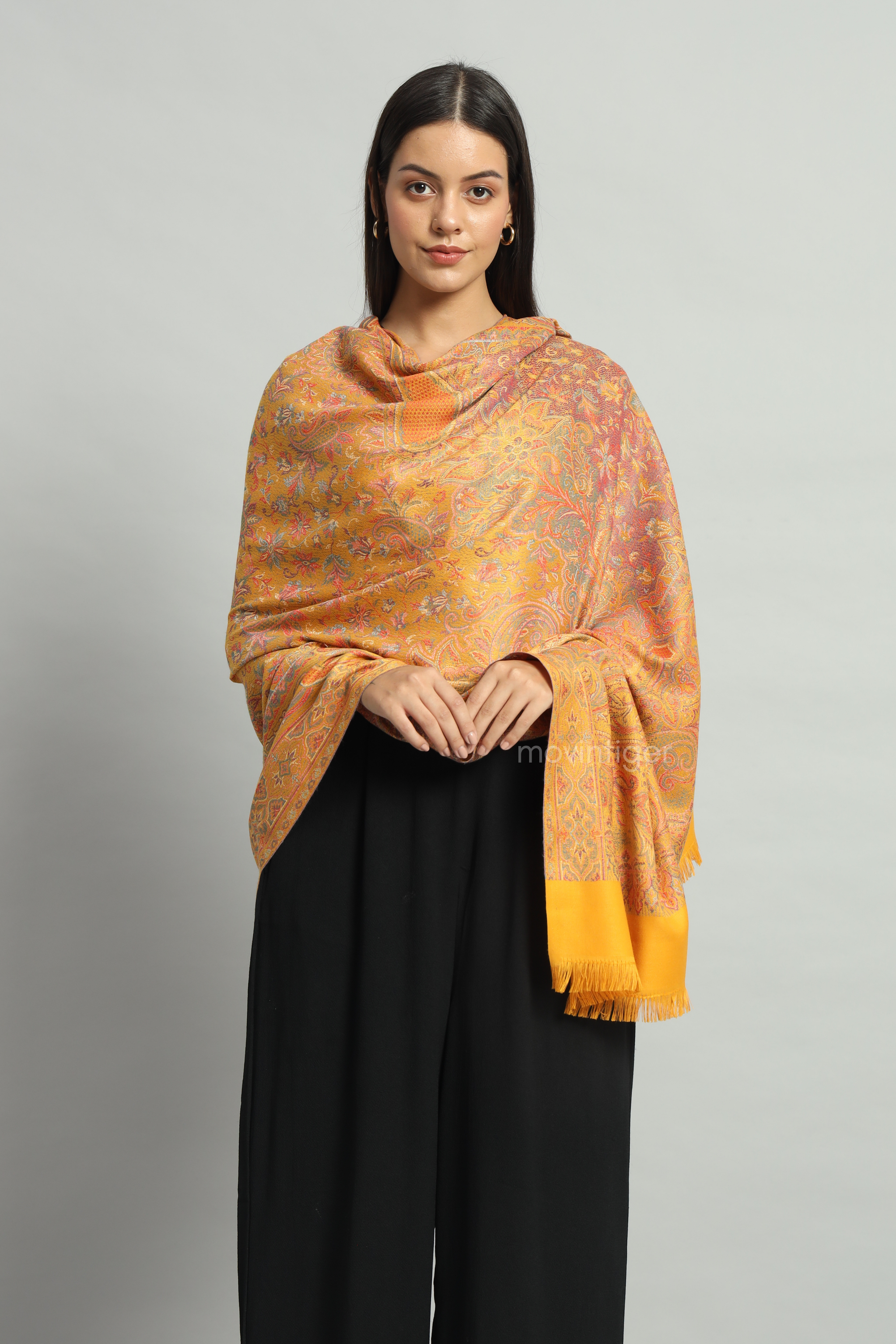 Movintiger Women's Faux Pashmina Shawl - Yellow