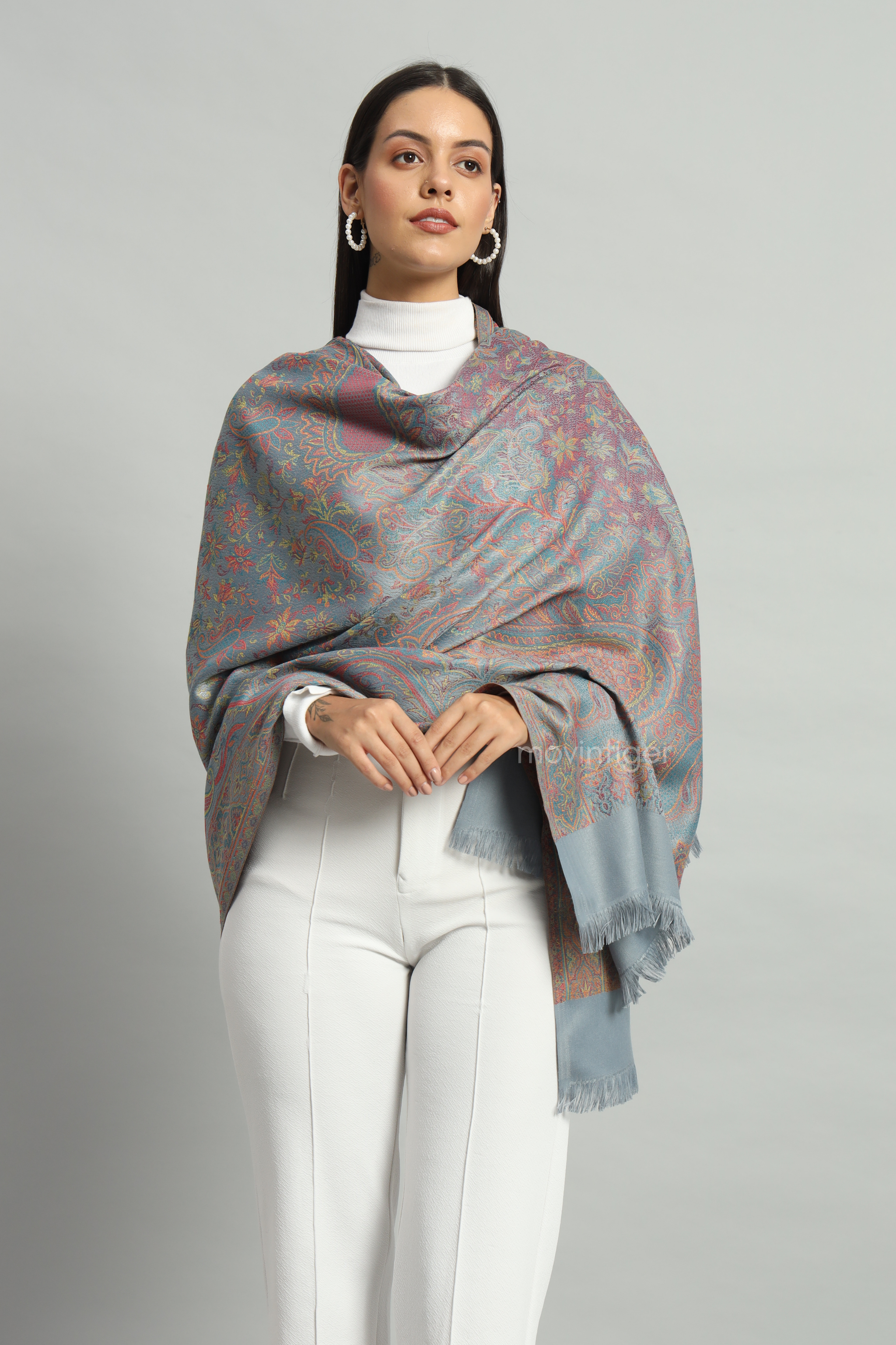Movintiger Women's Faux Pashmina Shawl - Grey