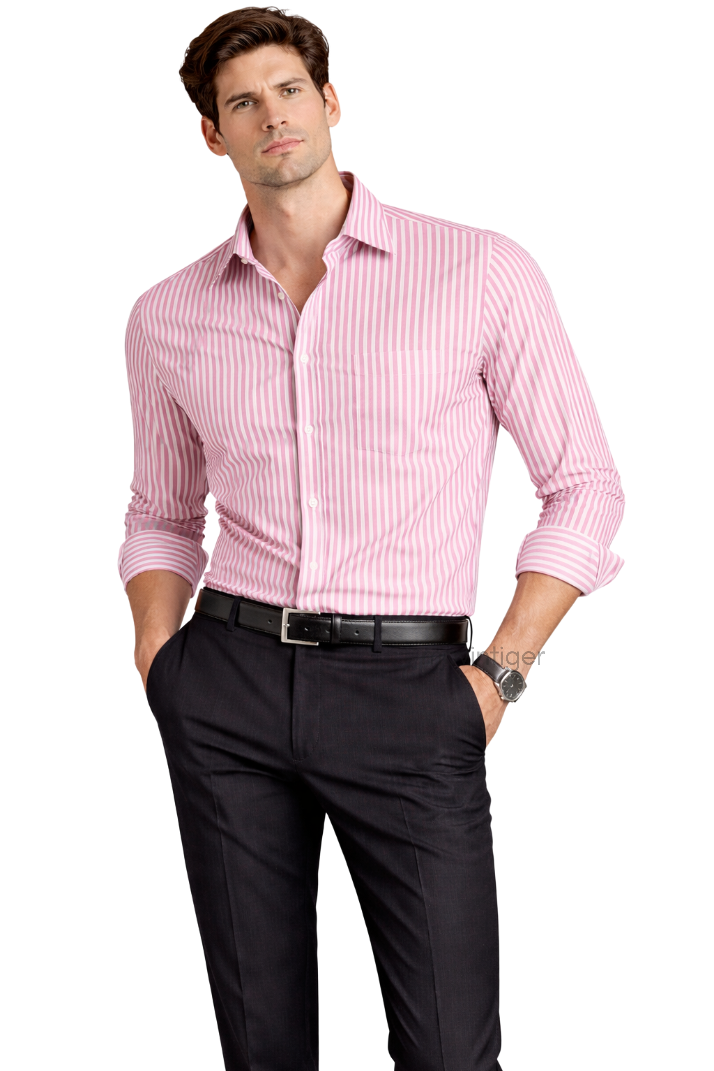 Movintiger Axis Series Men's Striped Shirt - Pink