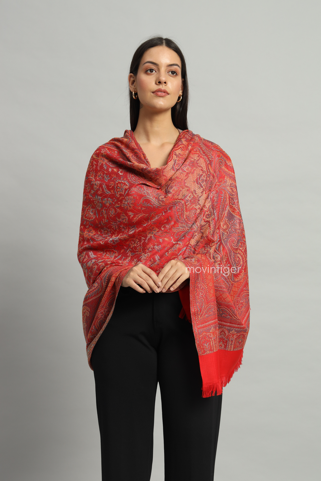 Movintiger Women's Faux Pashmina Shawl - Red
