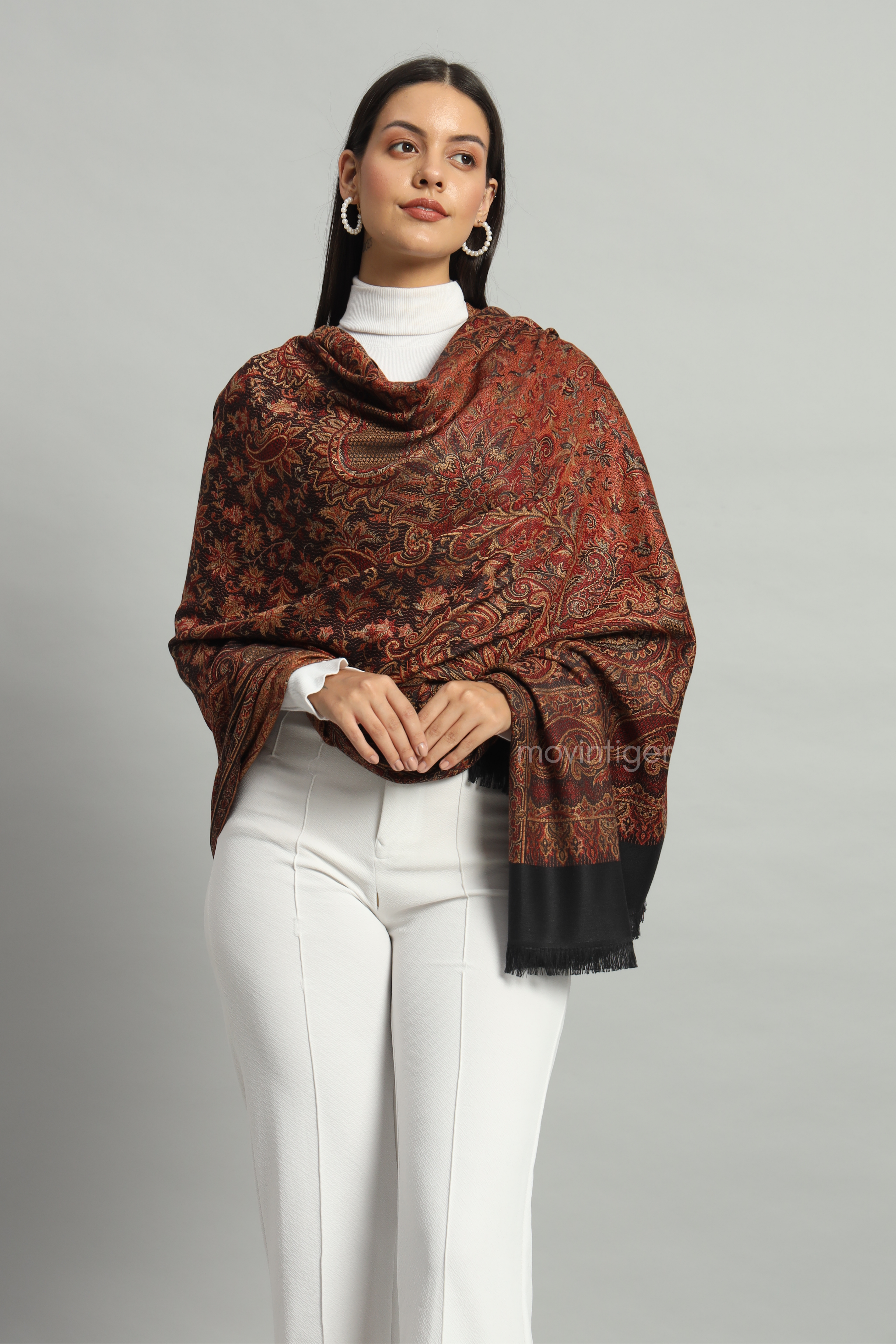 Movintiger Women's Faux Pashmina Shawl - Black