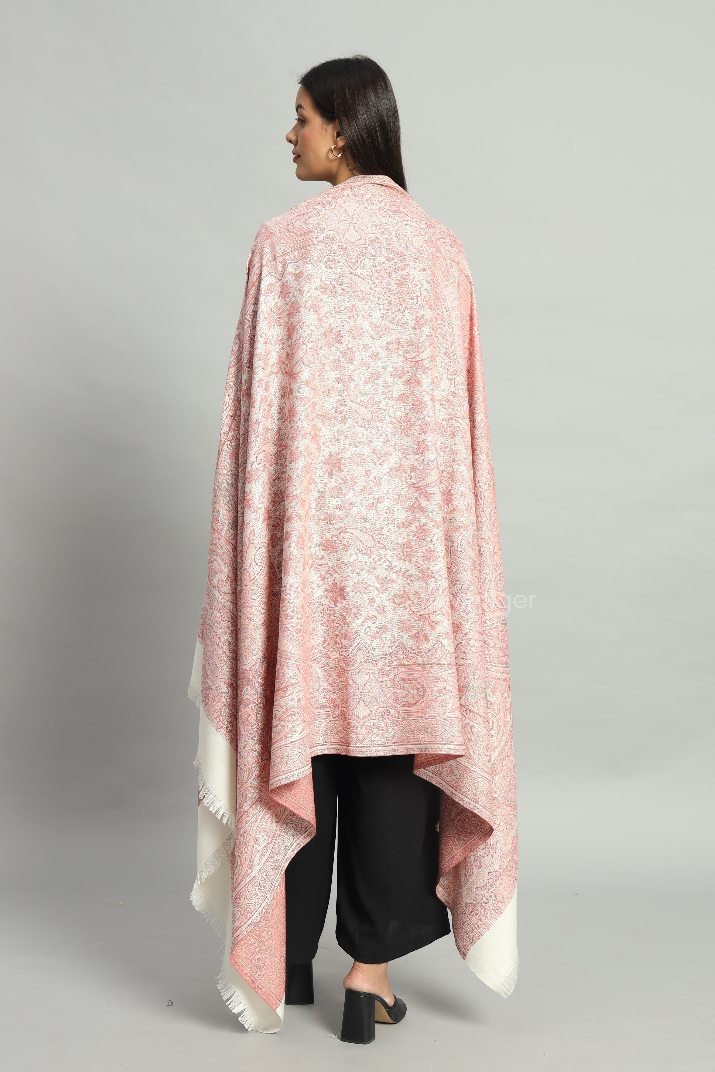 Movintiger Women's Faux Pashmina Shawl - Off White
