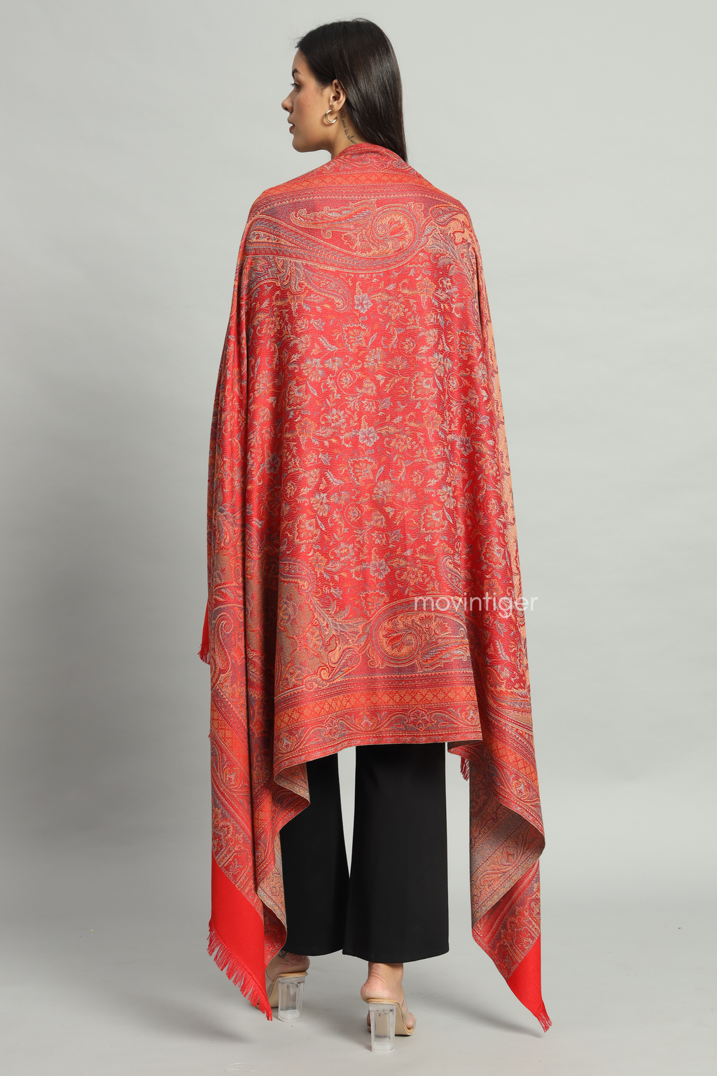 Movintiger Women's Faux Pashmina Shawl - Red