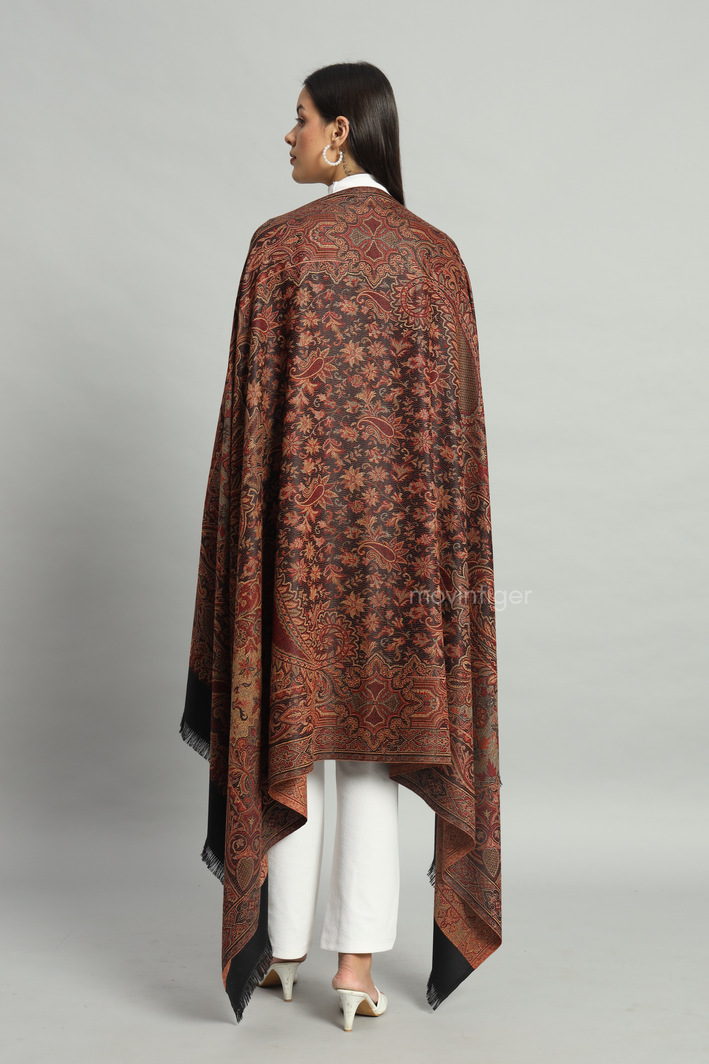 Movintiger Women's Faux Pashmina Shawl - Black