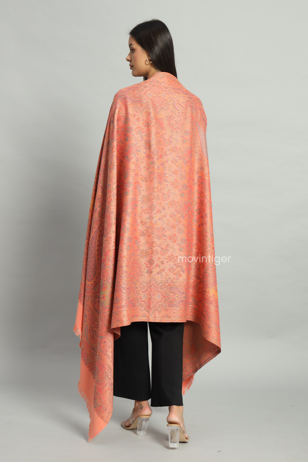 Movintiger Women's Faux Pashmina Shawl - Peach