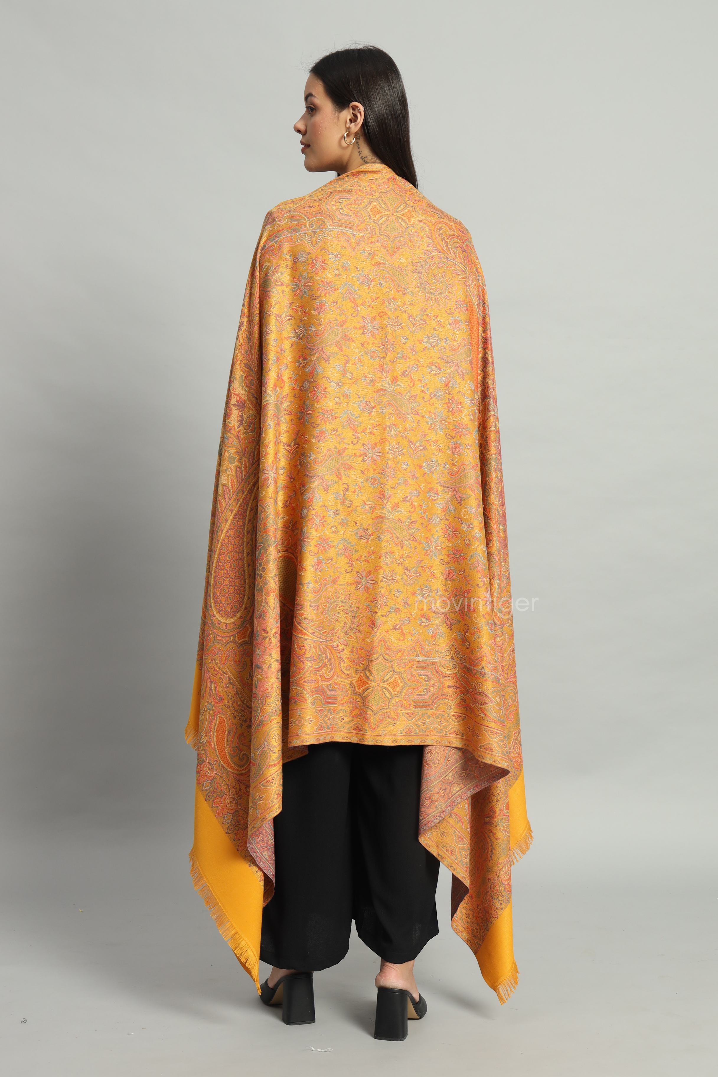 Movintiger Women's Faux Pashmina Shawl - Yellow