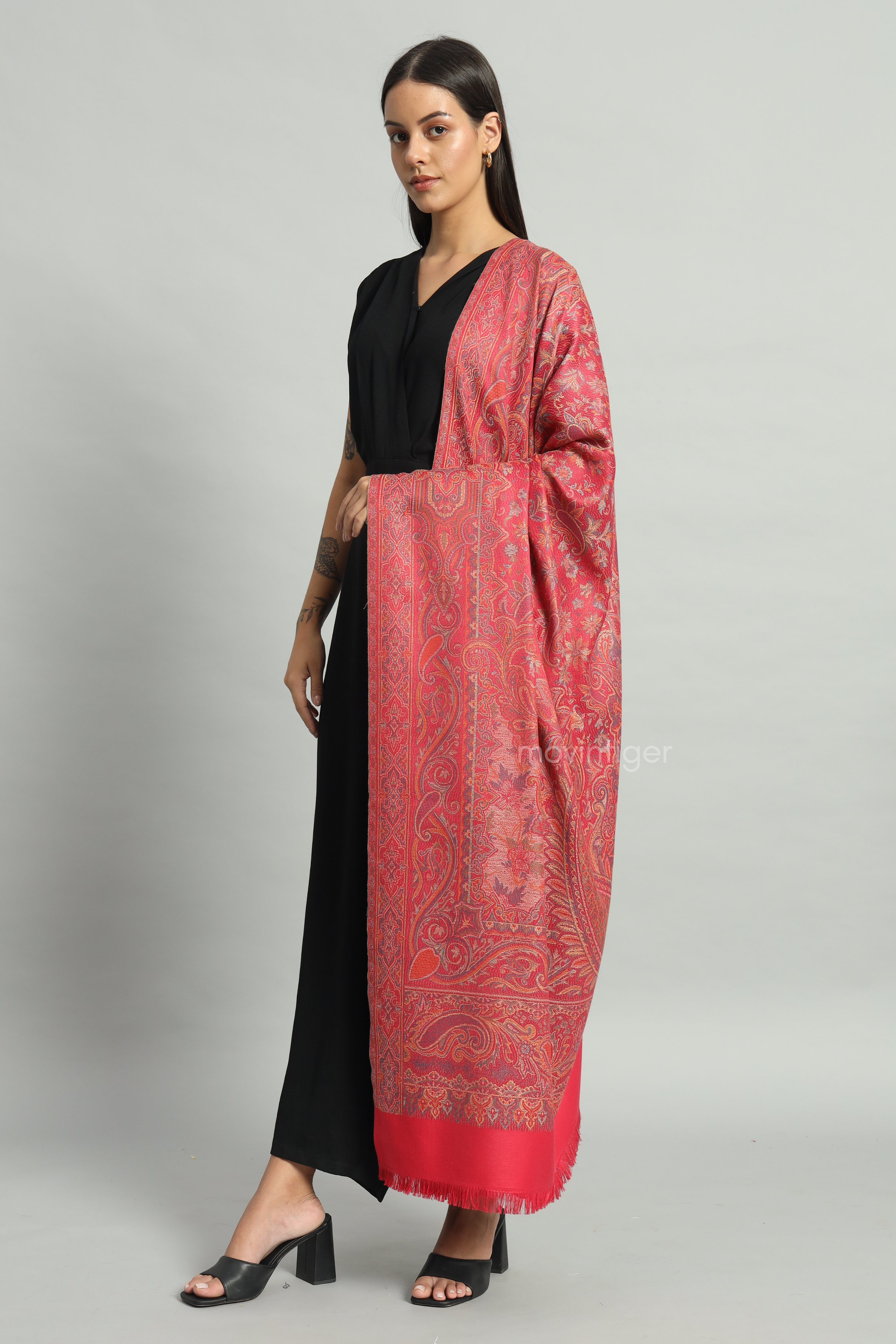 Movintiger Women's Faux Pashmina Shawl - Pink