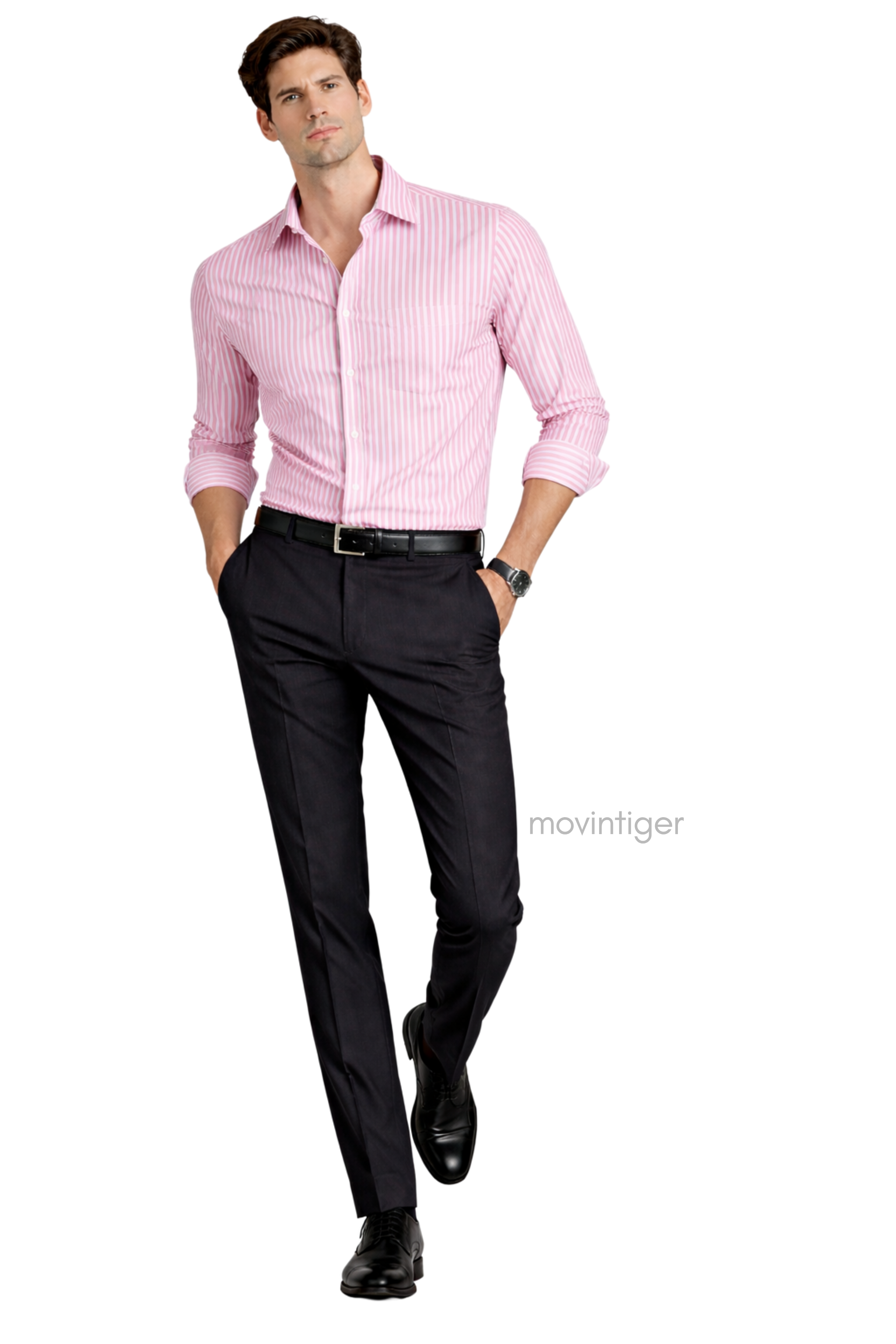 Movintiger Axis Series Men's Striped Shirt - Pink