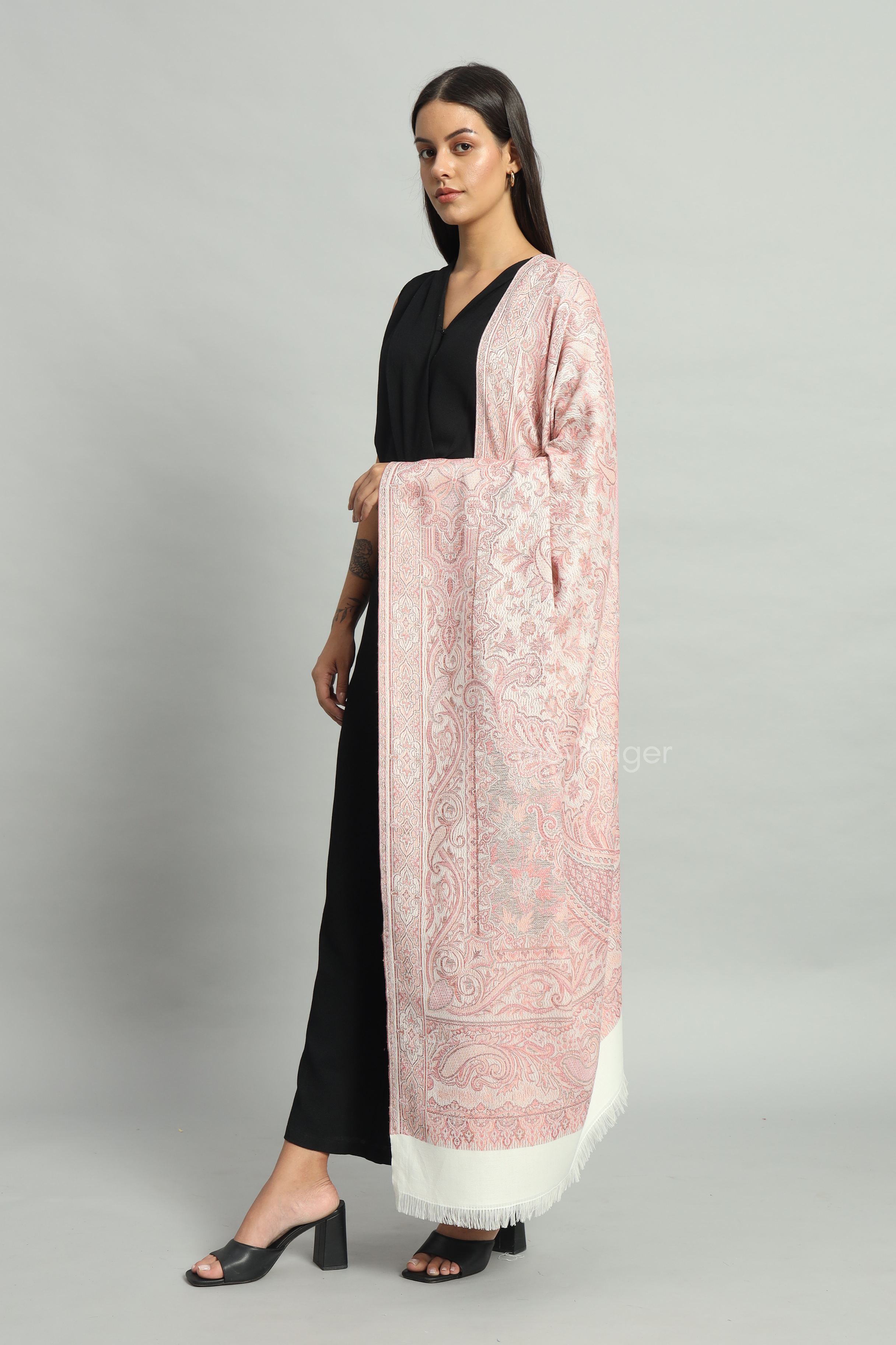 Movintiger Women's Faux Pashmina Shawl - Off White