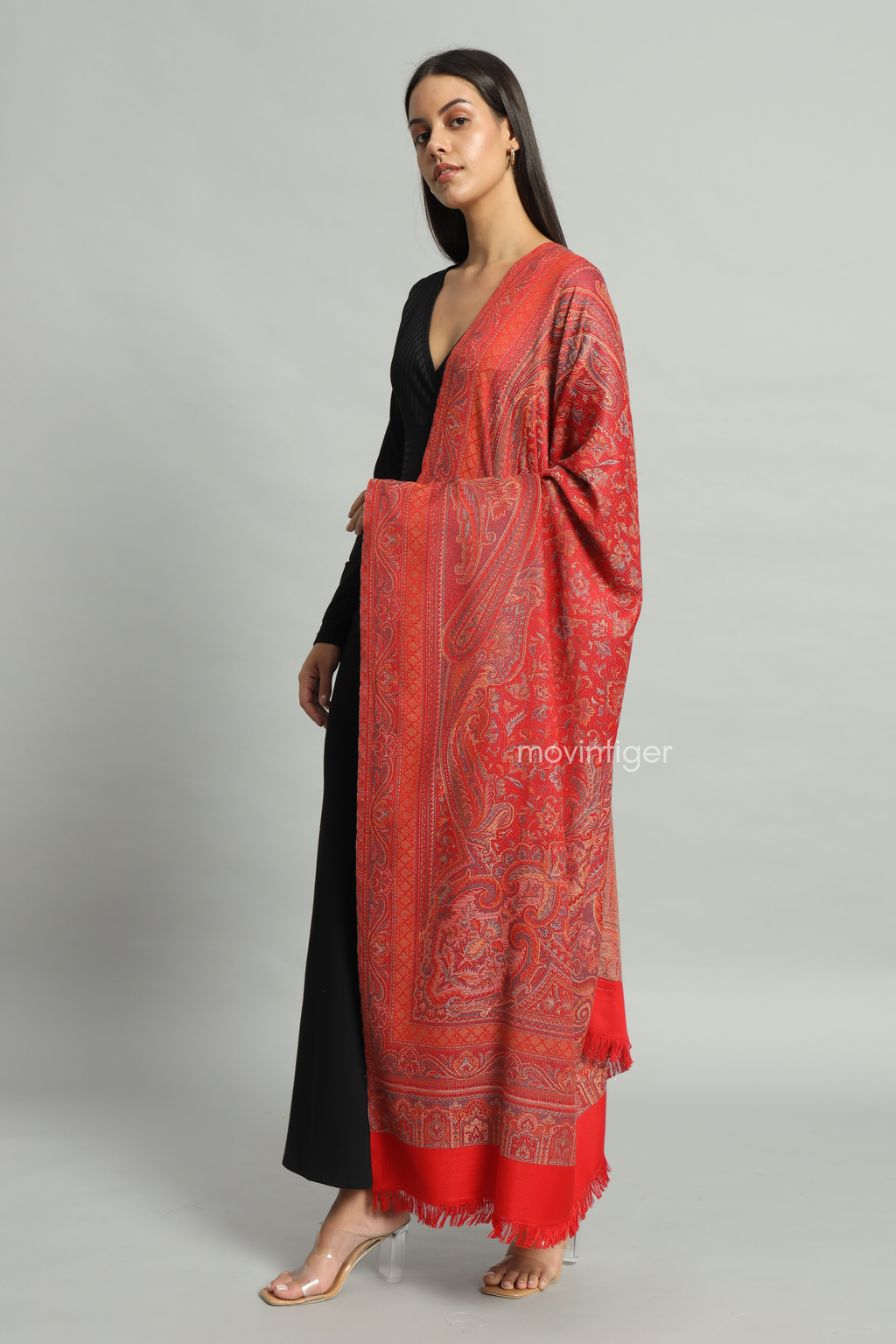 Movintiger Women's Faux Pashmina Shawl - Red