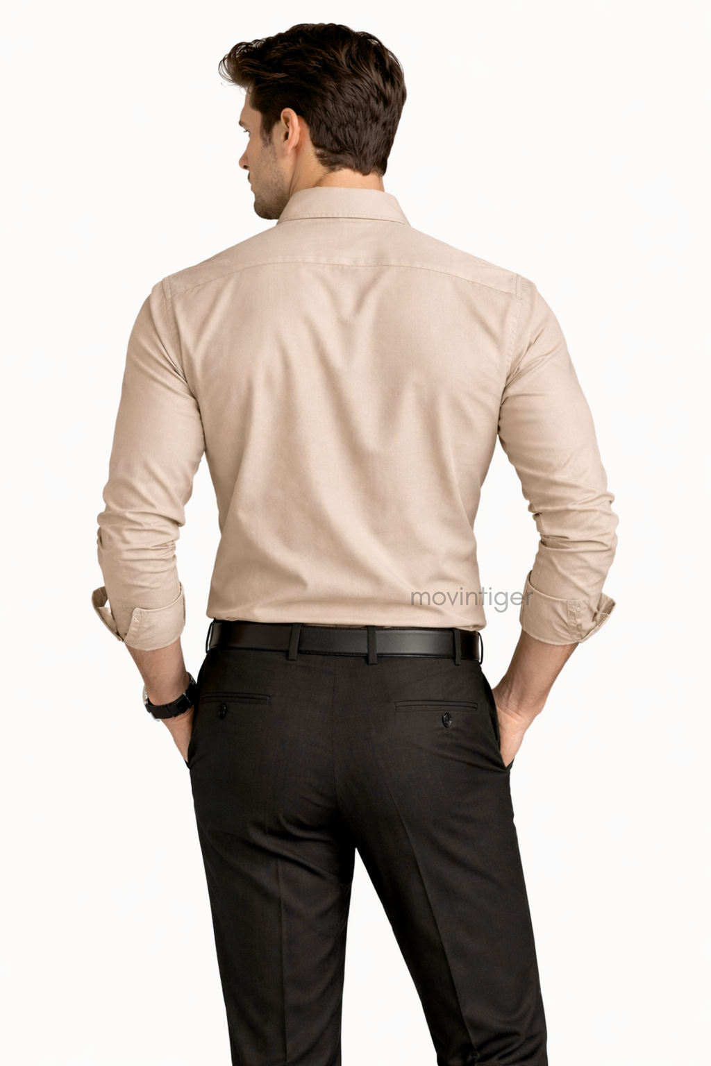 Movintiger Men's Signature Beige Shirt