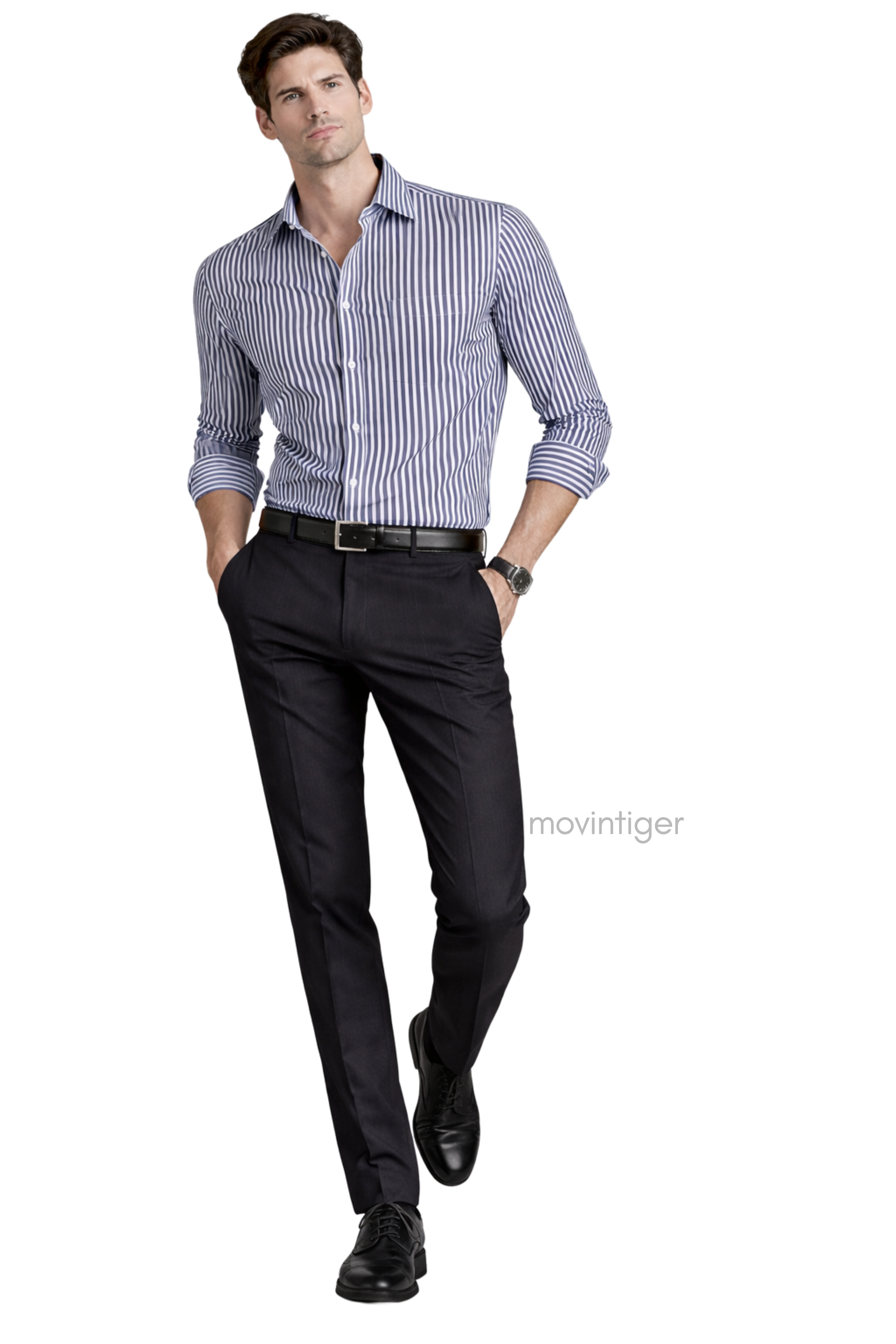 Movintiger Axis Series Men's Striped Shirt - Blue