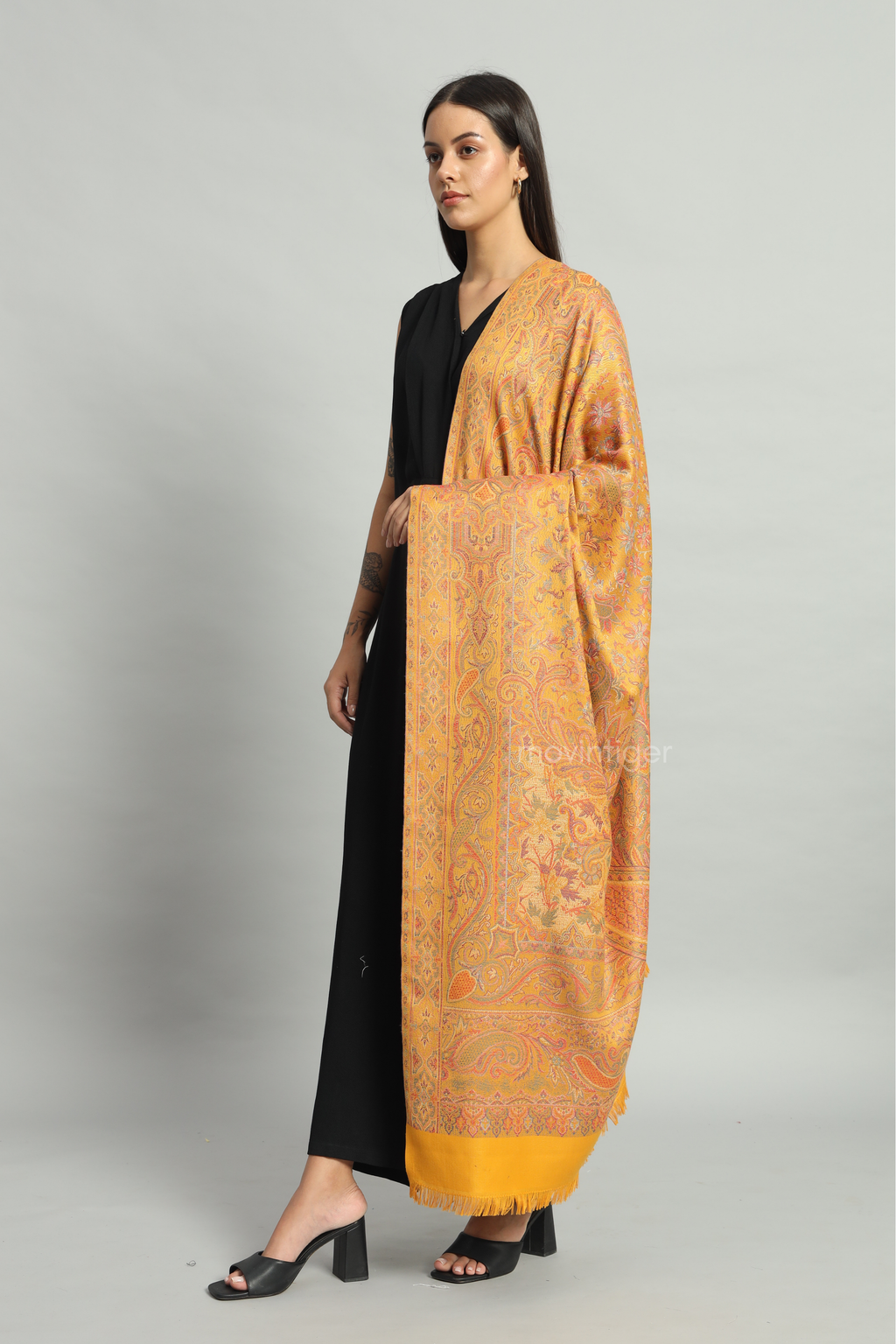 Movintiger Women's Faux Pashmina Shawl - Yellow