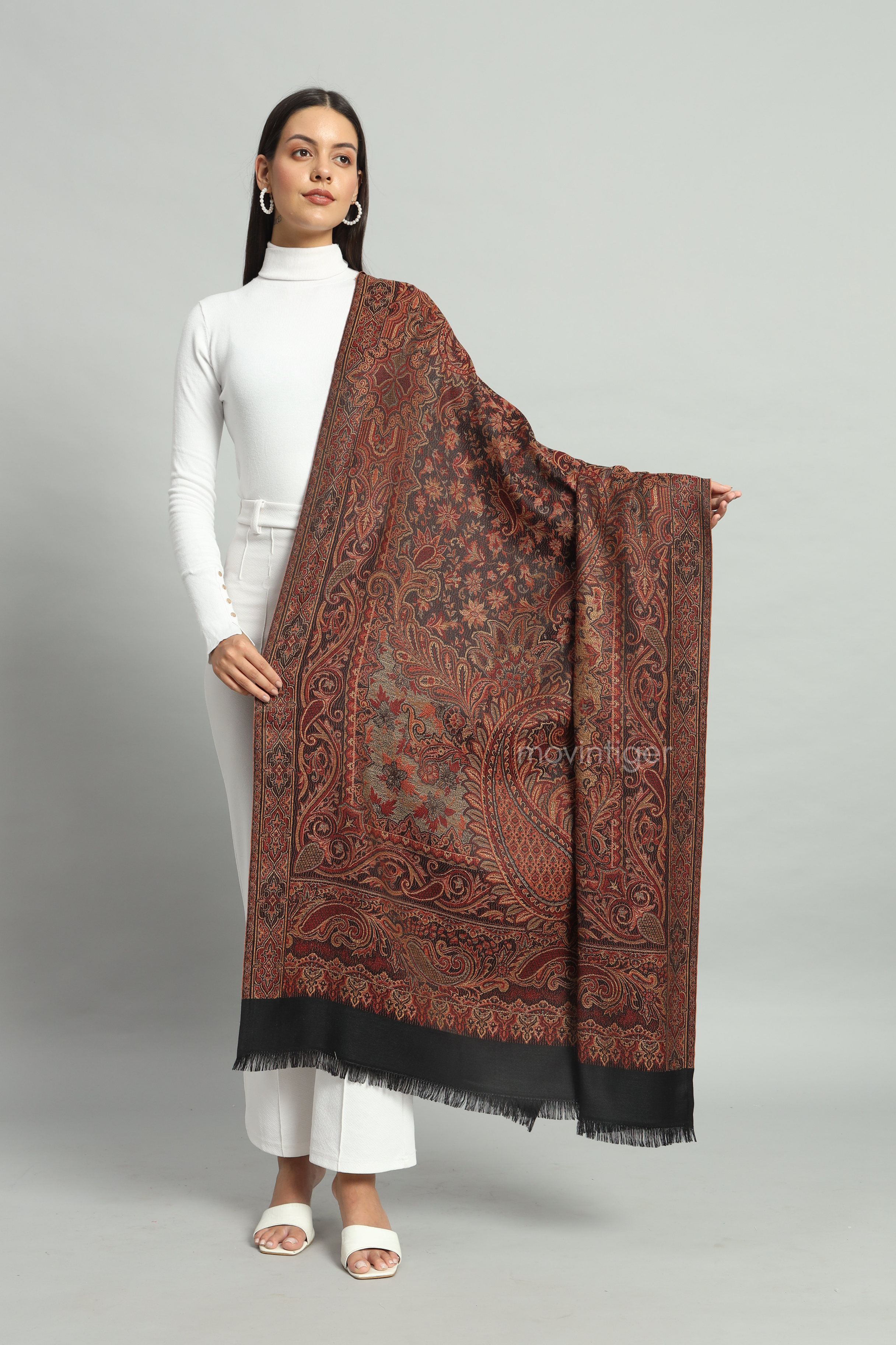 Movintiger Women's Faux Pashmina Shawl - Black