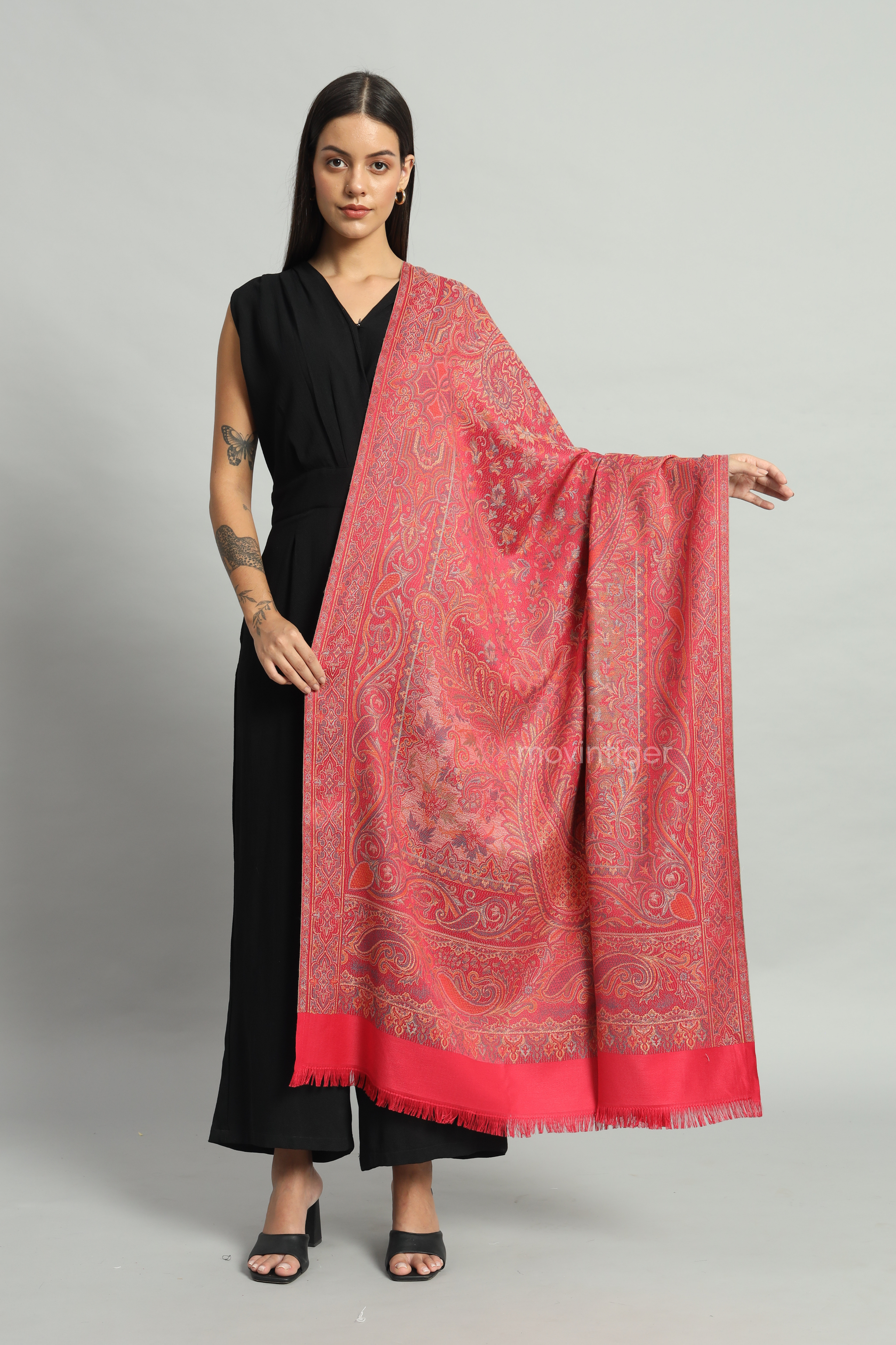 Movintiger Women's Faux Pashmina Shawl - Pink