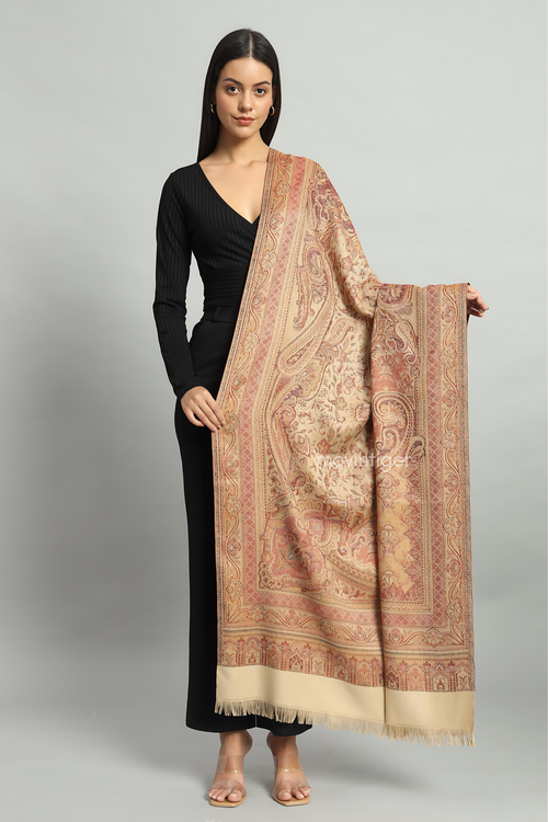 Movintiger Women's Faux Pashmina Shawl - Beige