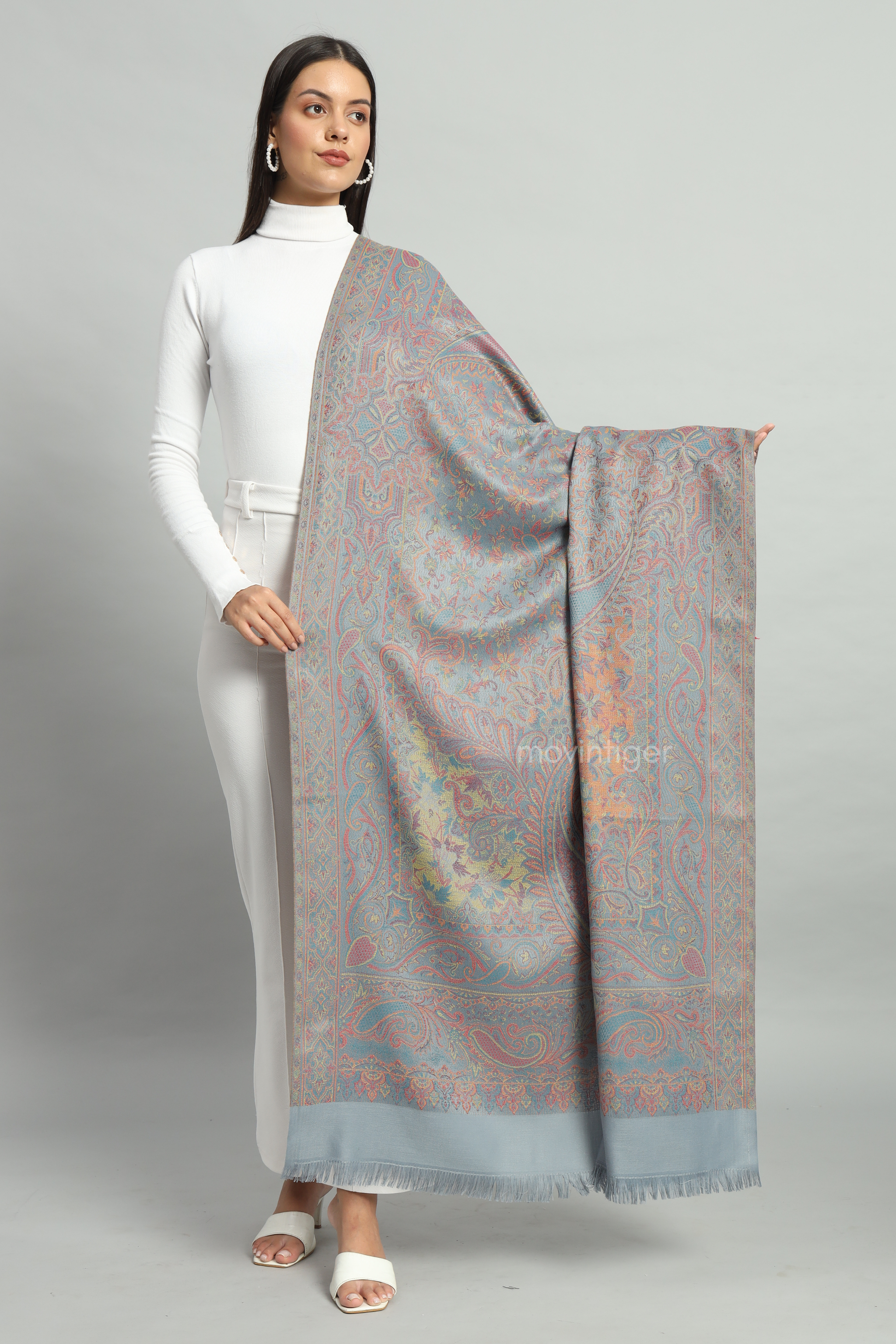 Movintiger Women's Faux Pashmina Shawl - Grey