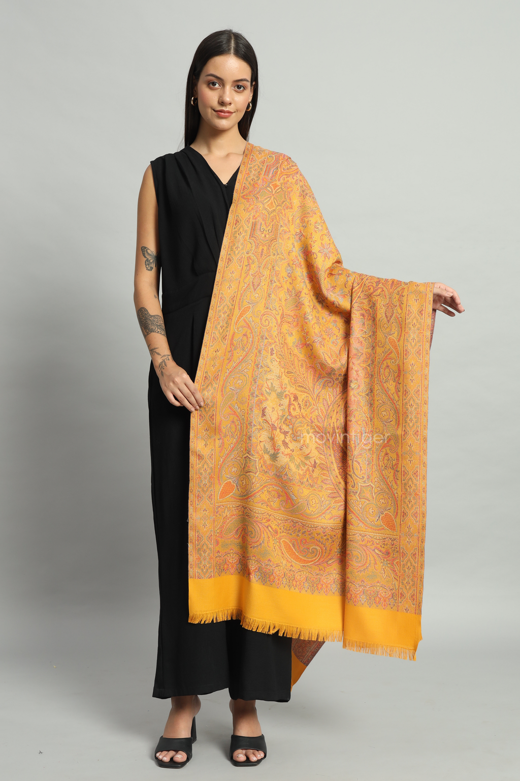Movintiger Women's Faux Pashmina Shawl - Yellow