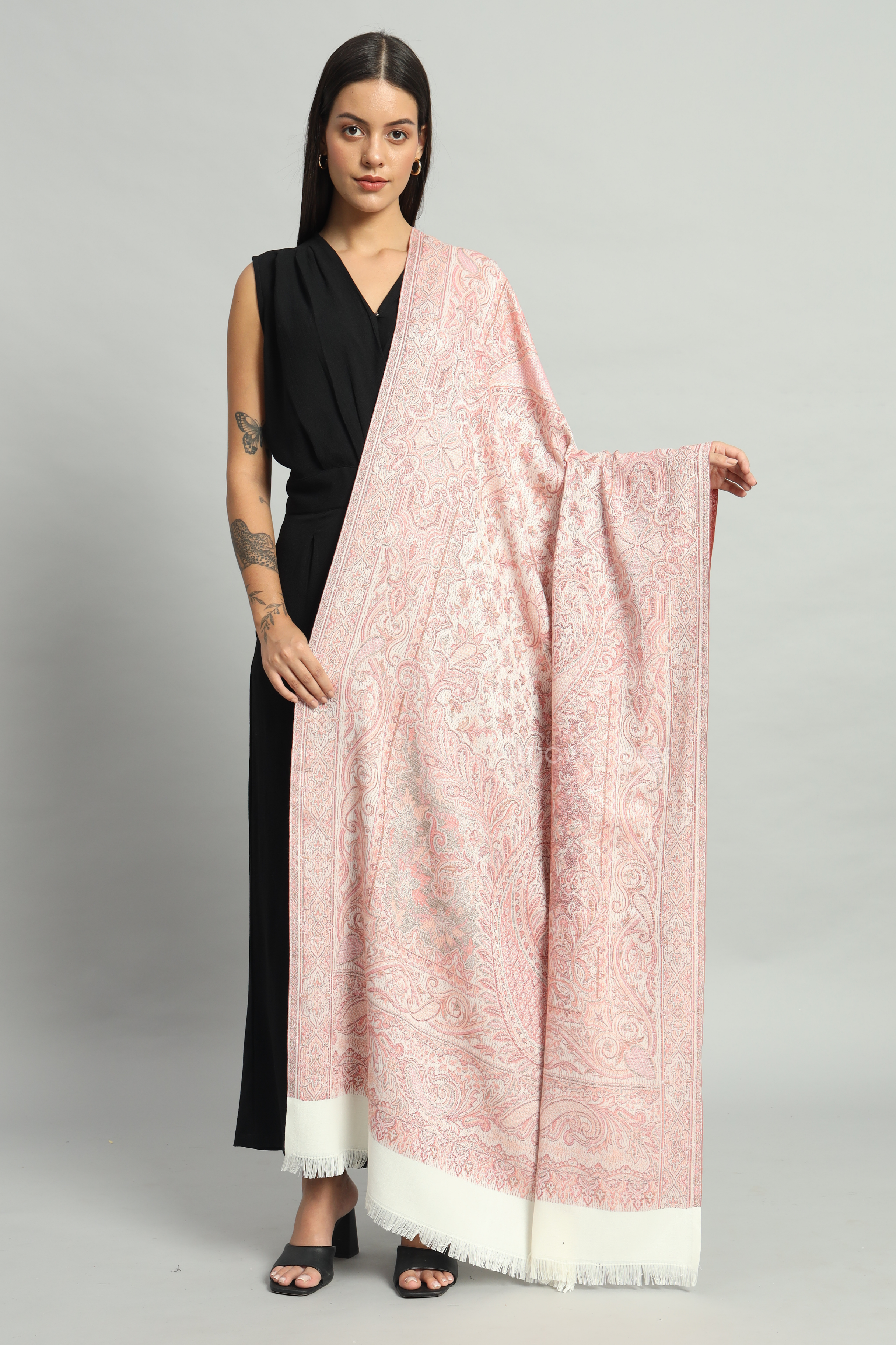 Movintiger Women's Faux Pashmina Shawl - Off White