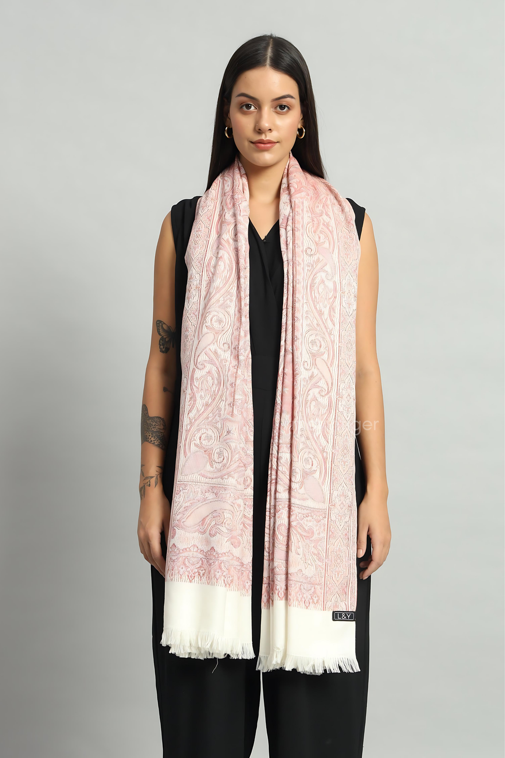 Movintiger Women's Faux Pashmina Shawl - Off White