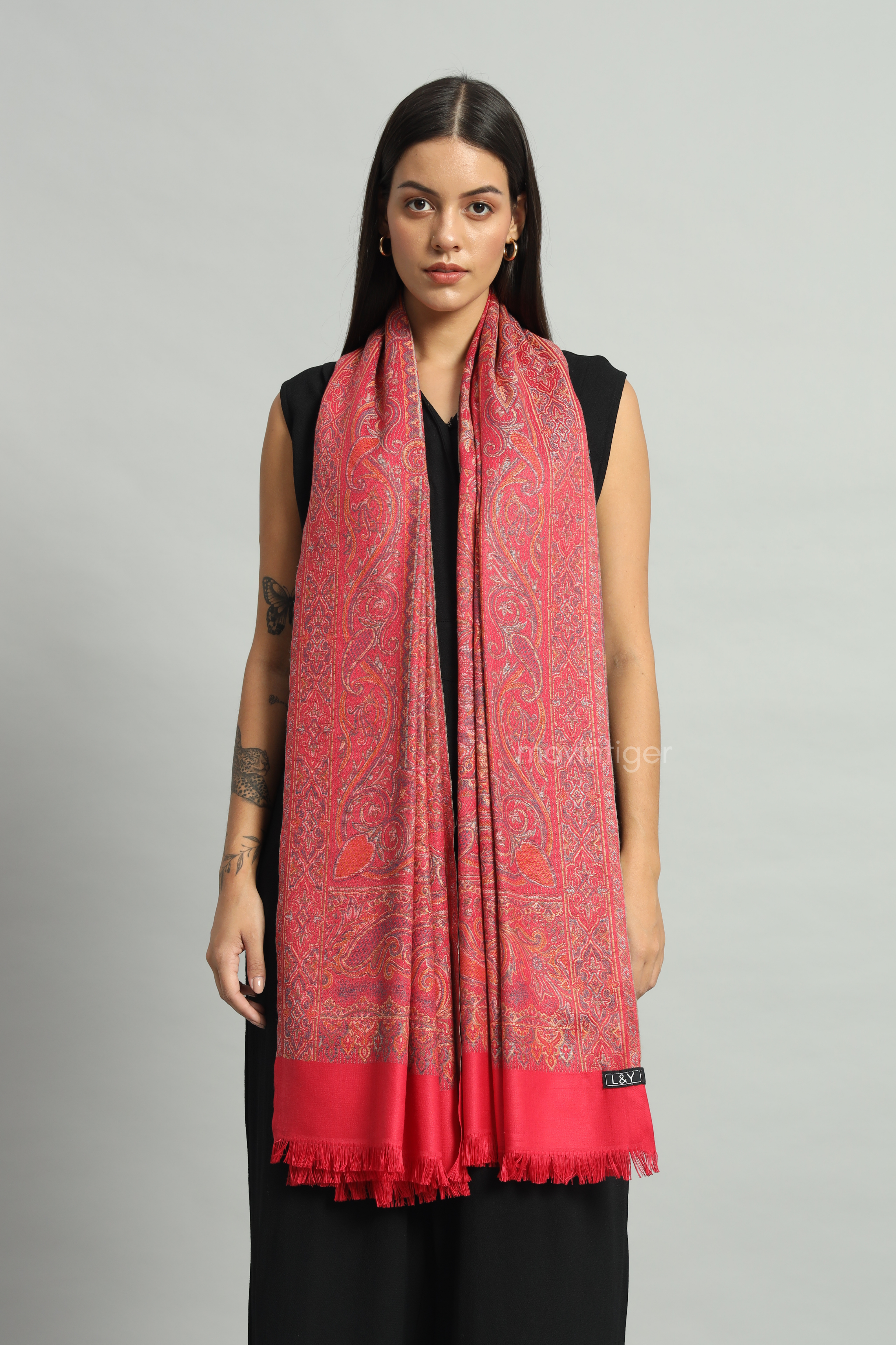 Movintiger Women's Faux Pashmina Shawl - Pink