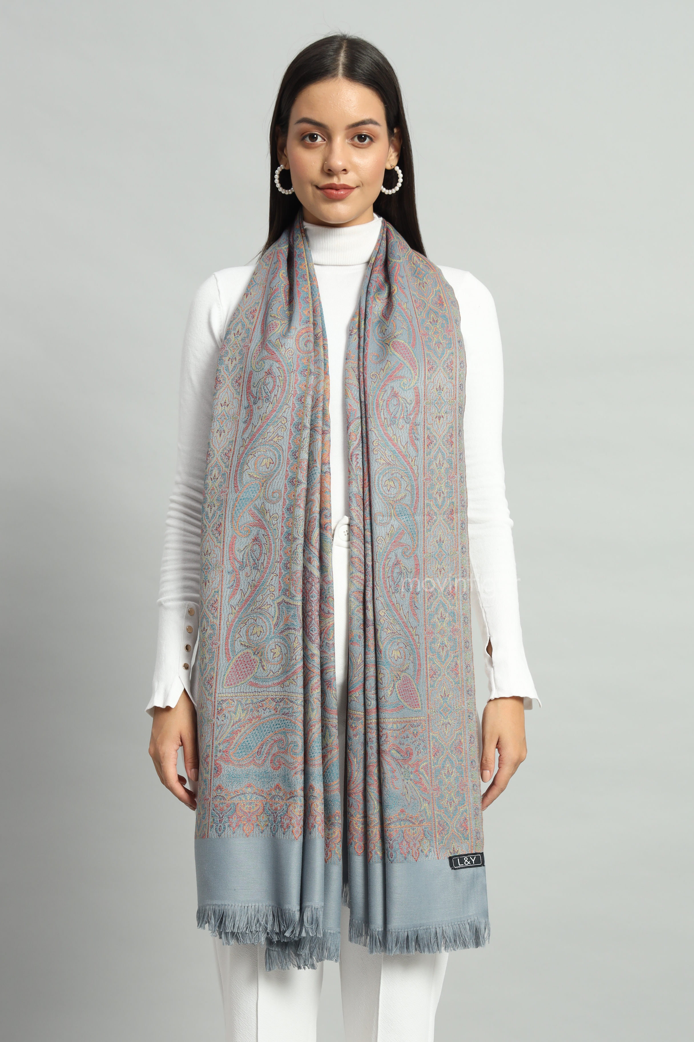 Movintiger Women's Faux Pashmina Shawl - Grey