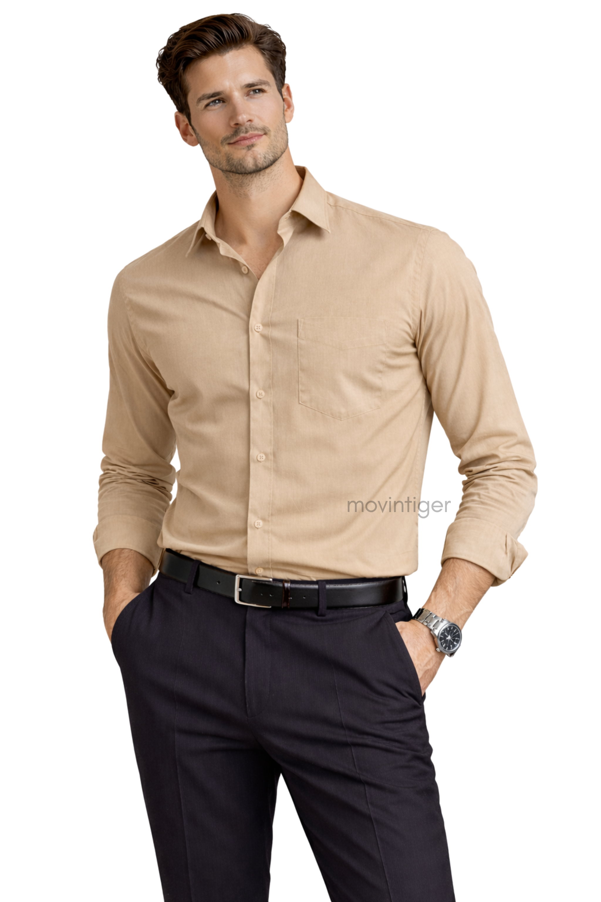 Movintiger Men's Signature Beige Shirt